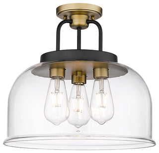 Kahana 3 15" Flush Mount Black Brushed Brass