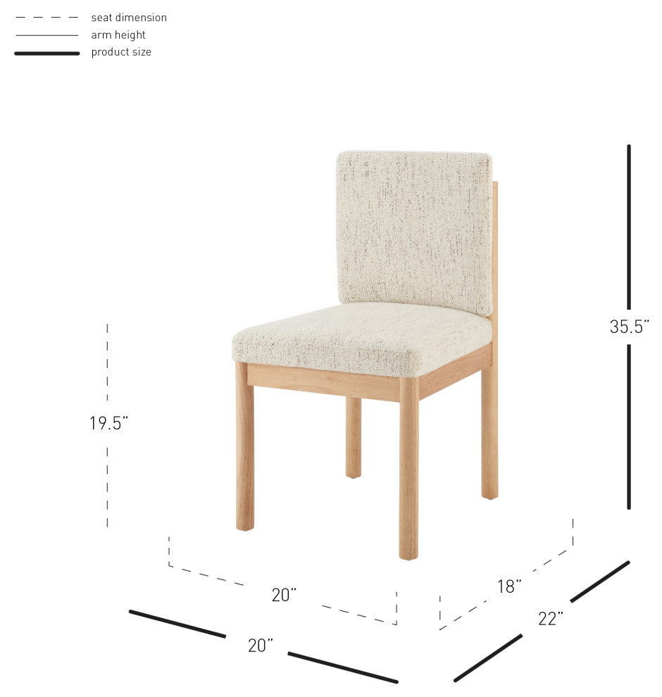 Melvin Dining Side Chair, Set of 2, Concord Cream, Fabric