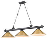 Zlite 2306-3BP-RB15 3-Light Billiard, Rubbed Brass