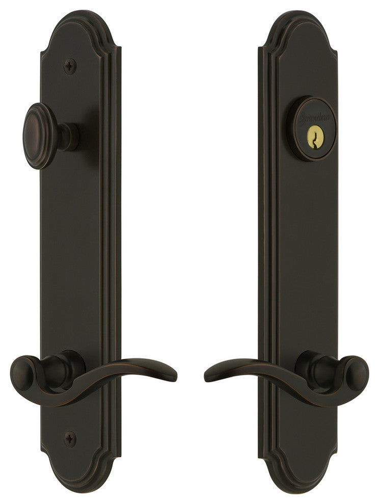 Arc Tall Plate Complete Entry Set, Bellagio Lever, Timeless Bronze, 841055