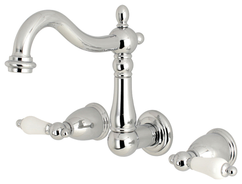 Kingston Brass Two-Handle Wall Mount Bathroom Faucet, Polished Chrome