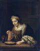 Jan Van Bijlert A Woman Holding Pancakes, 20"x25" Gallery Wrapped Canvas