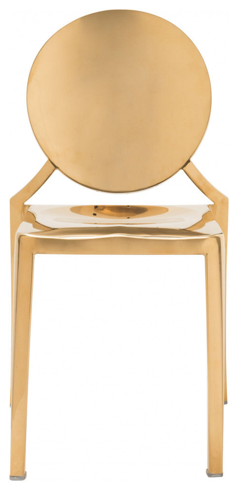 Set of Two Shiny Gold Contemporary Dining Chairs