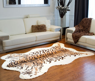 Faux Cowhide Rug, Tiger, 6'x7'