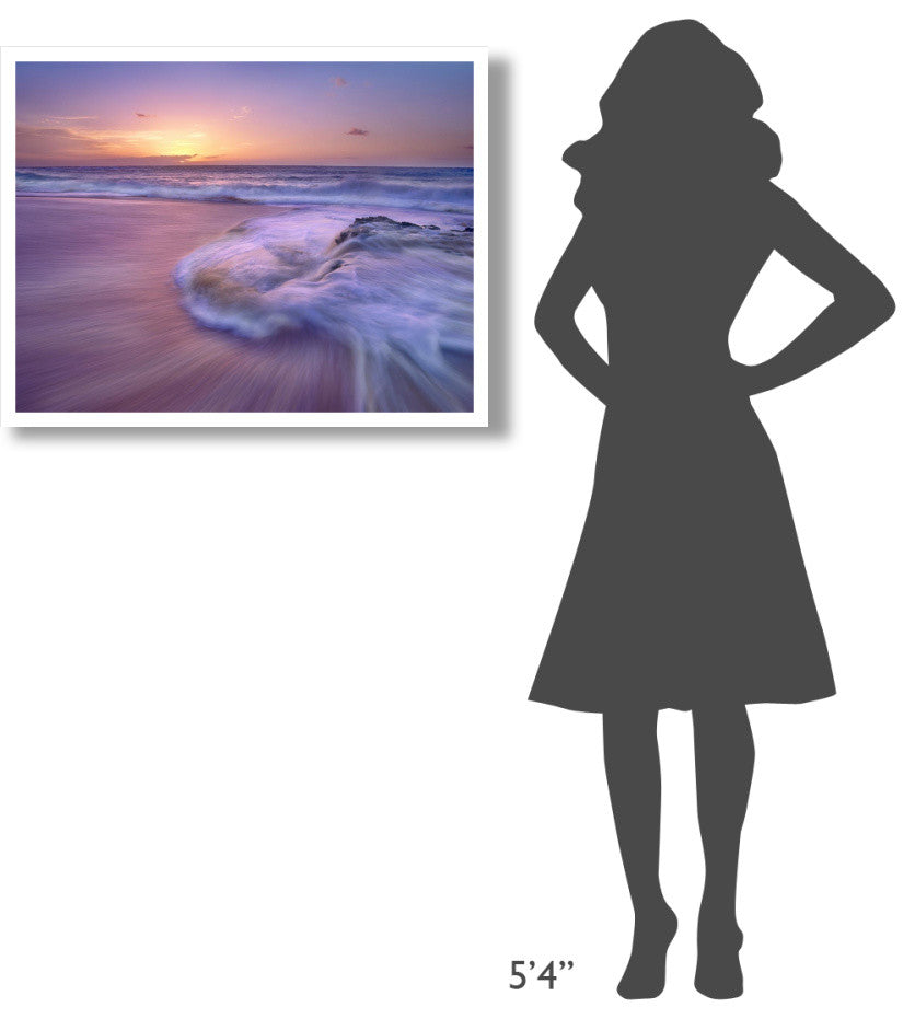 "Sandy beach at sunset, Oahu, Hawaii" Paper Print by Tim Fitzharris, 34"x26"