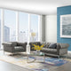 Tufted Armchair and Sofa Set, Leather, Gray, Modern, Lounge Hospitality