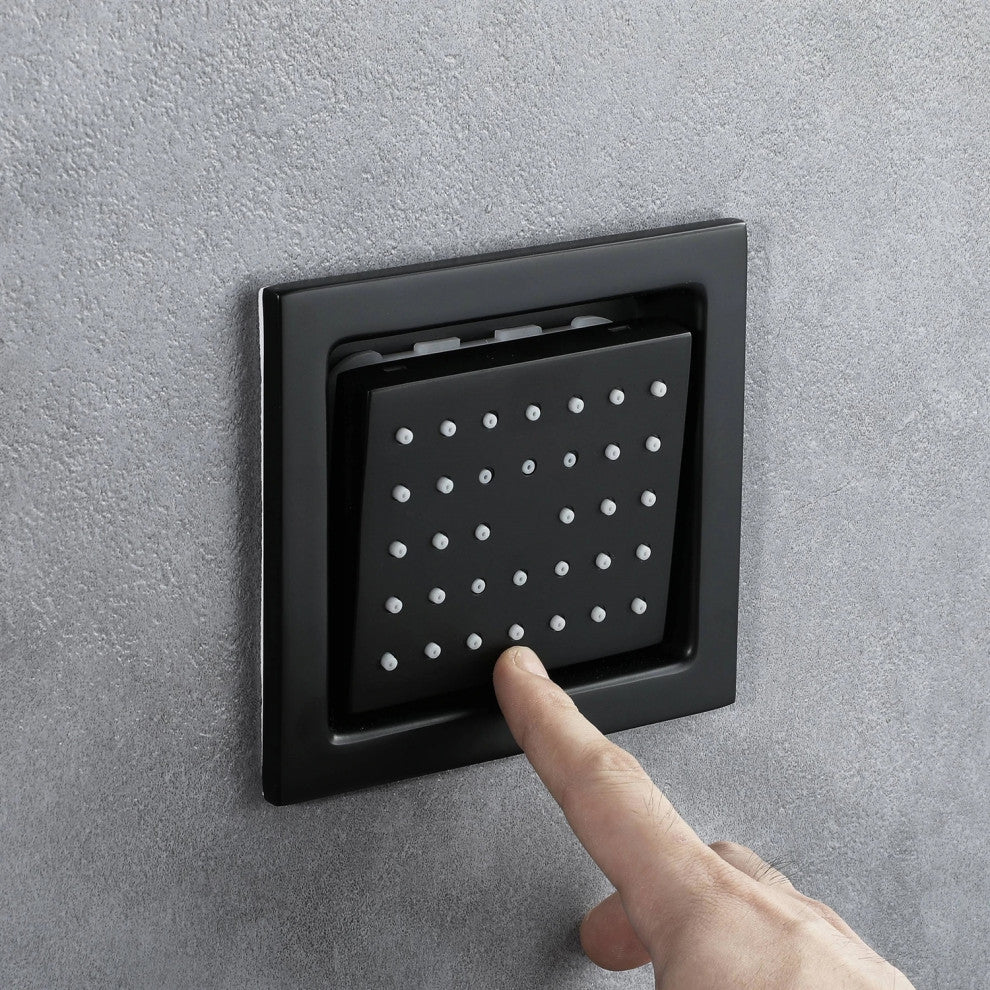 LED Shower System & 6 Jetted Body Sprays, Matte Black B - Phone Control Light