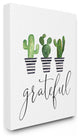 Grateful Typography Watercolor Cacti and Striped Pots Stretched Canvas, 30"x40"