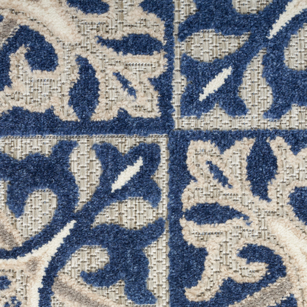 Nourison Aloha 7'10" Round Blue Contemporary Area Rug