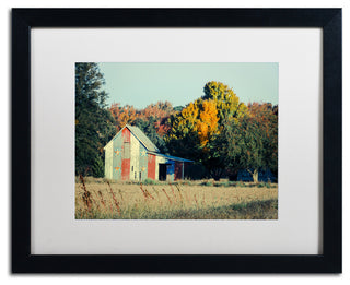PIPA Fine Art 'Patriotic Barn in Field' Matted Framed Art, 20x16