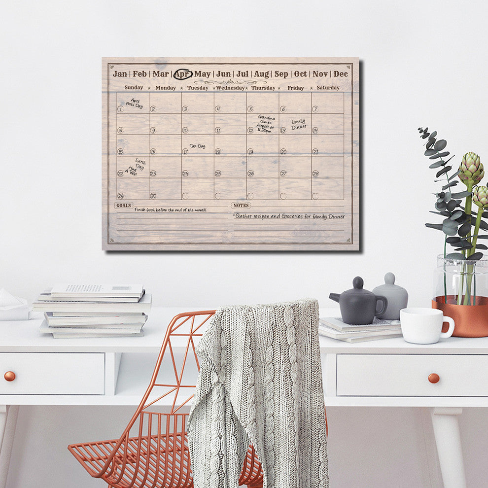 R2H Methods 'Rustic' Dry Erase Monthly Calendar on ArtPlexi, 20"x30"