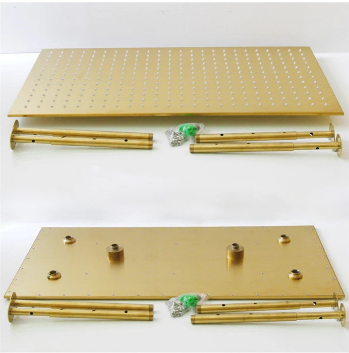 Led 20*40" Large Gold Rainfall Shower System, Handheld Shower, 6-Body Jets