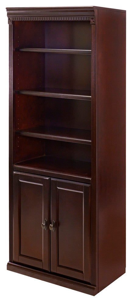 Huntington Club Wood Bookcase With Doors, Storage Cabinet, Office Shelves