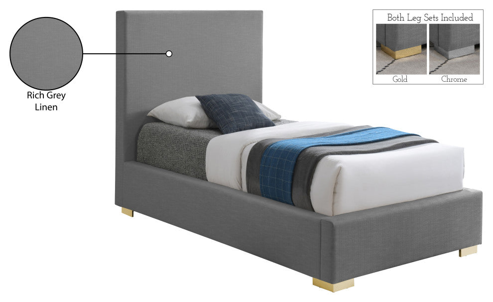 Crosby Linen Upholstered Bed, Gray, Twin