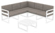 Mykonos Corner 5-Person Sectional Set White, Acrylic Fabric Taupe Cushion
