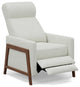 Pushback Leather Recliner Manual Reclining Chair Thin Track Arms Pearl White