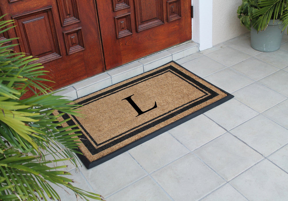 A1HC Markham Border Flocked Extra Large Monogrammed Doormat, 30"X48", L