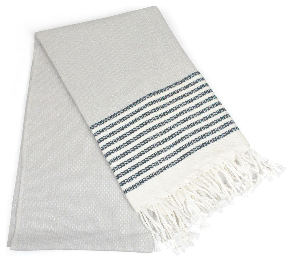 Navy Stitched Stripe Fouta Towel