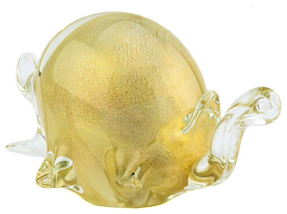 Murano Glass Turtle Clear Gold