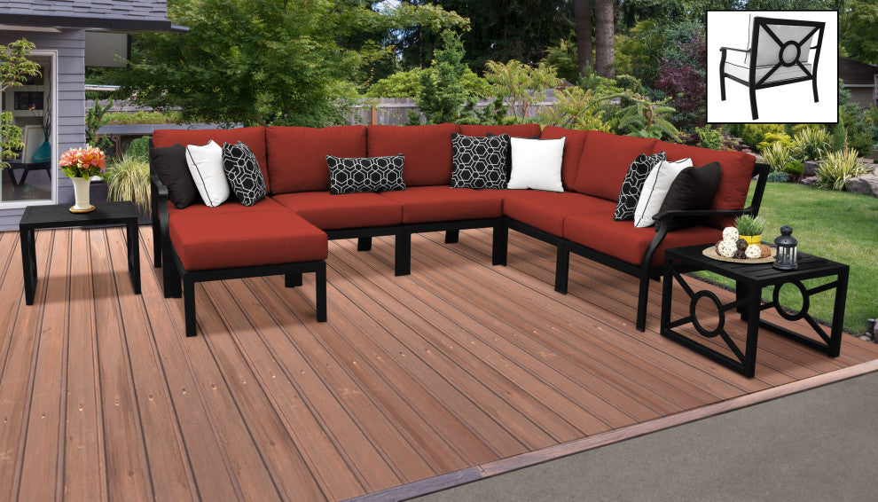 kathy ireland Madison Ave. 9 Piece Aluminum Patio Furniture Set 09b, Cinnamon