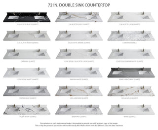 Chicago 72" Double Sink Bathroom Vanity, Black 2" Calacatta Black
