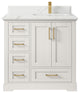 Boston 36" Right Offset Bath Vanity in Alabaster 1.5" Calacatta Laza
