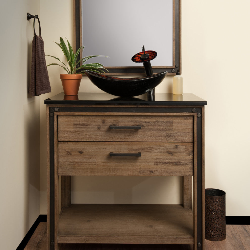 Volle Glass Vessel Sink and Drain, Oil Rubbed Bronze
