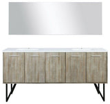 Lancy Modern 72" Rustic Acacia Double Sink Bathroom Vanity Set, Monte Chrome Fau