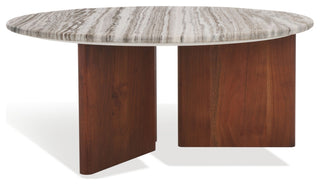 Safavieh Couture Lauresse Marble Coffee Table, Walnut/Grey