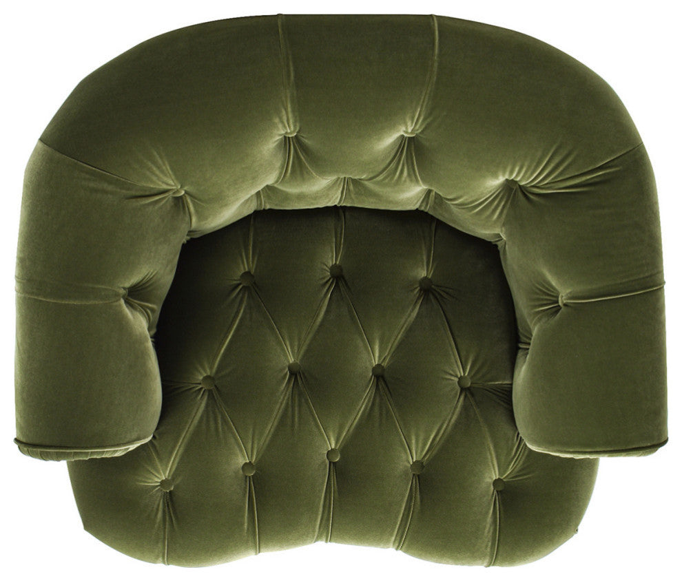 La Rosa 42" Chesterfield Tufted Accent Chair, Olive Green Performance Velvet