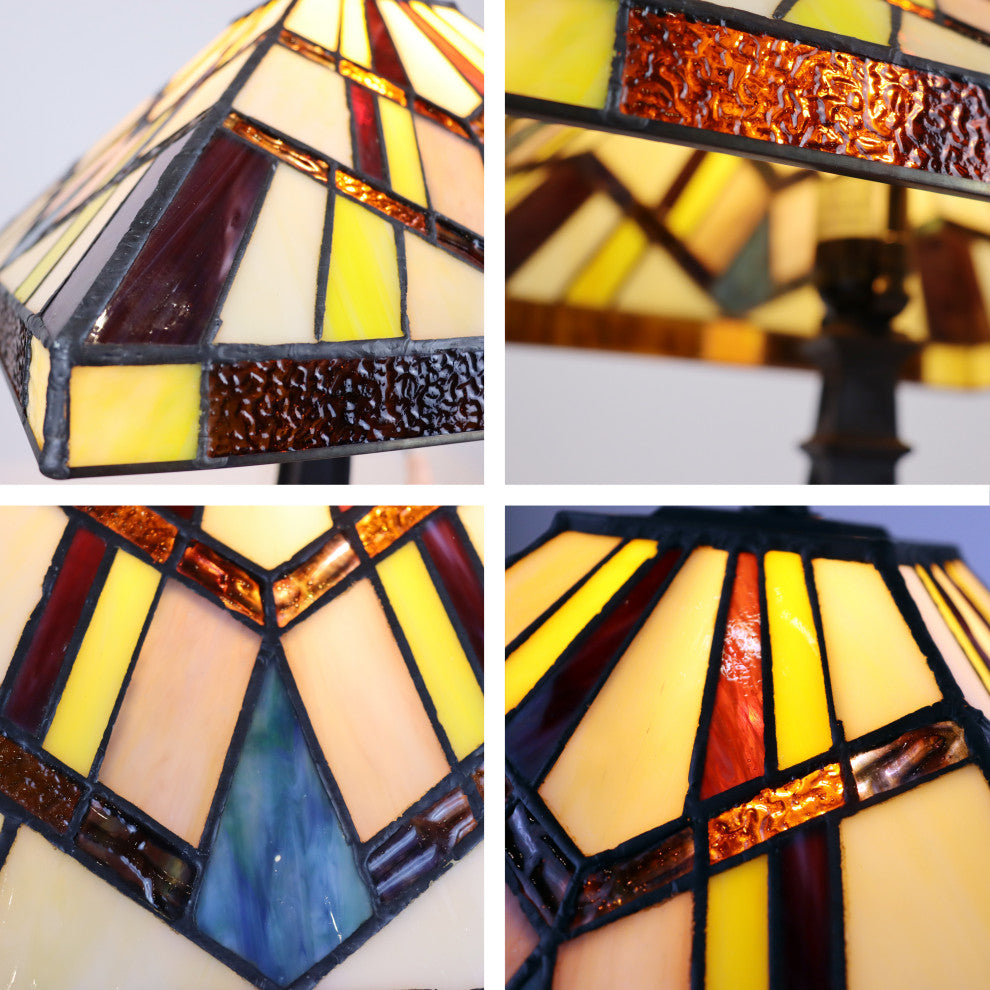 Vincent Mission Tiffany-Style Blackish Bronze 1 Light Table Lamp 12" Wide