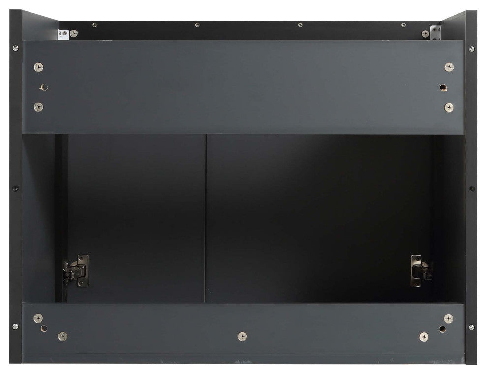 Oakville Wall Mount Bathroom Vanity, Onix Grey, 30", Black Hardware