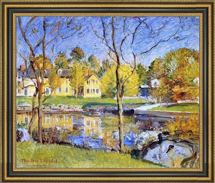 Theodore Wendel by the Pond Framed Premium Canvas Print, 16"x20"
