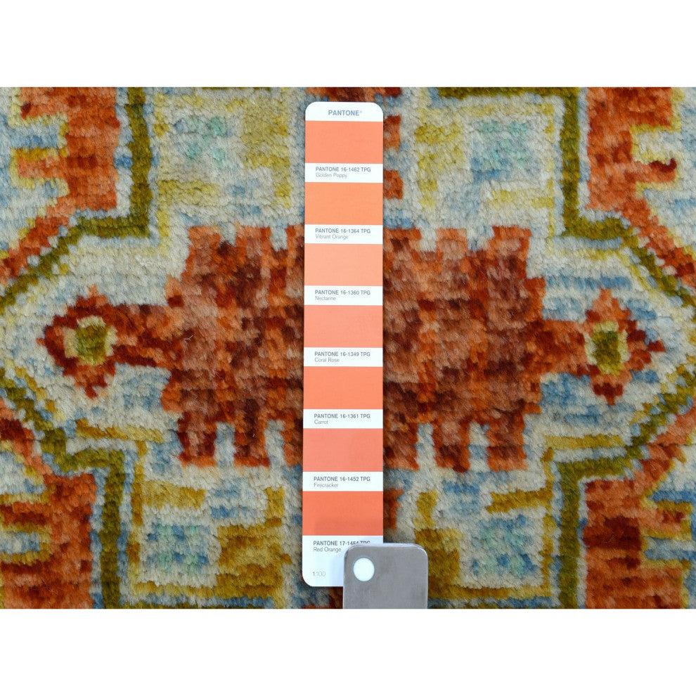 Orange Colorful Afghan Baluch Hand Knotted Tribal Design Pure Wool Rug 5'8"x7'9"