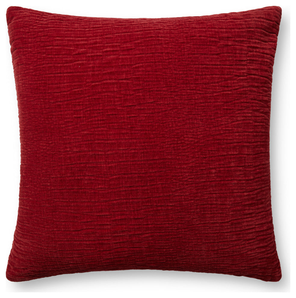 Loloi Pillow, Red, 22''x22'', Cover With Down