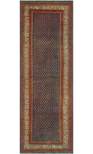 Fine Vintage Distressed Ronny Blue/Beige Runner, 3'5x10'5