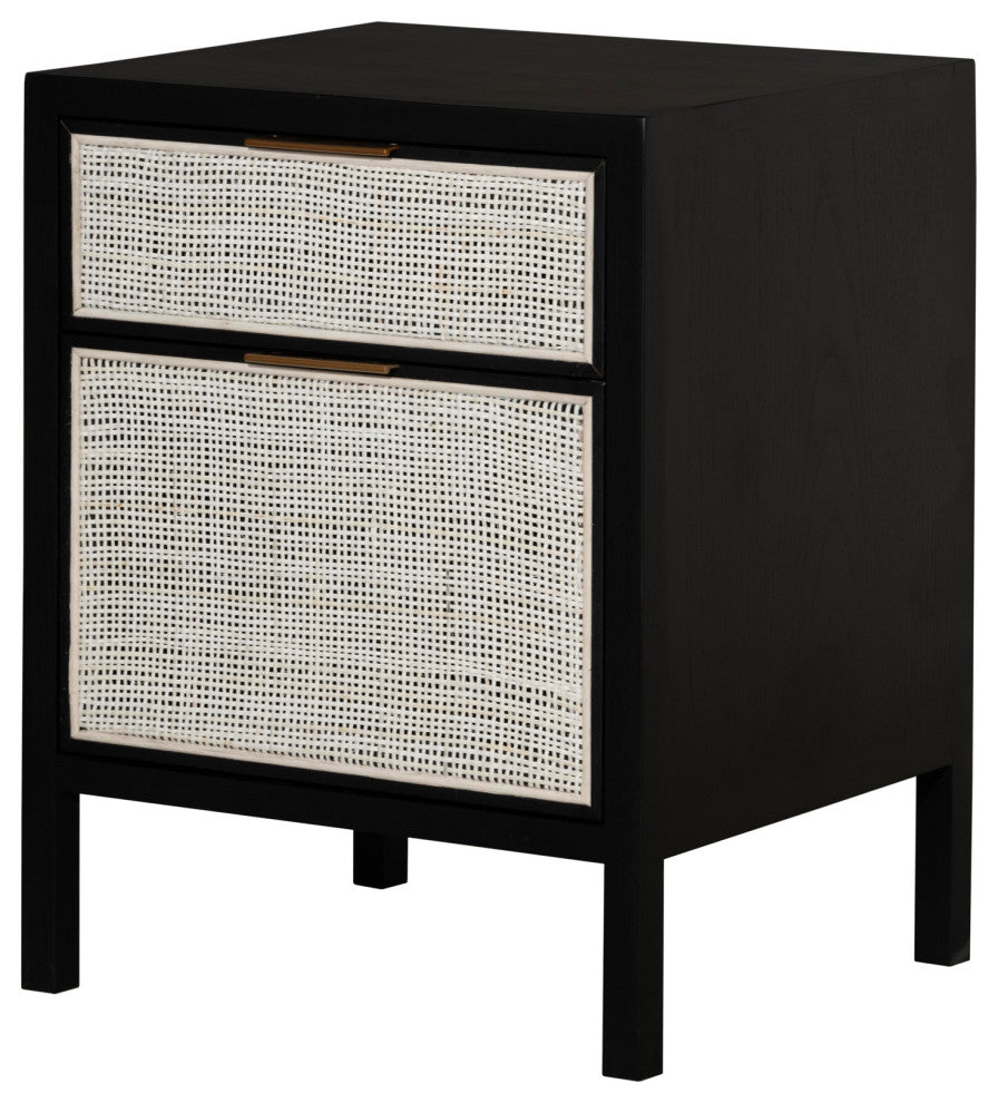 Rattan Filing Cabinet, Black/Beige