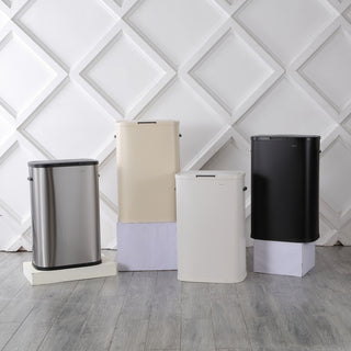 Tammi Kitchen 14.5-Gallon Slim Metal Push Button Trash Can, Black