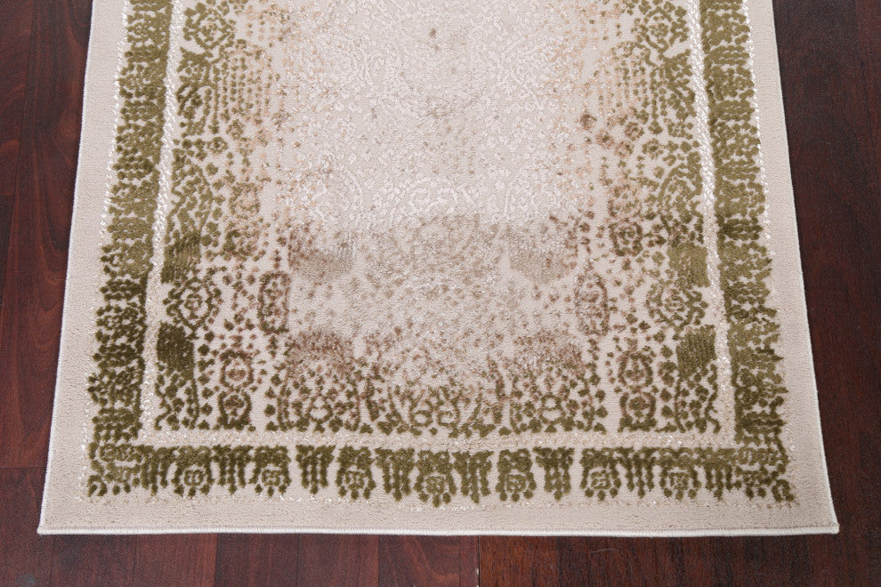 Turkish Geometric Damask Transitional Oriental Rug Home Decor Carpet 3x10