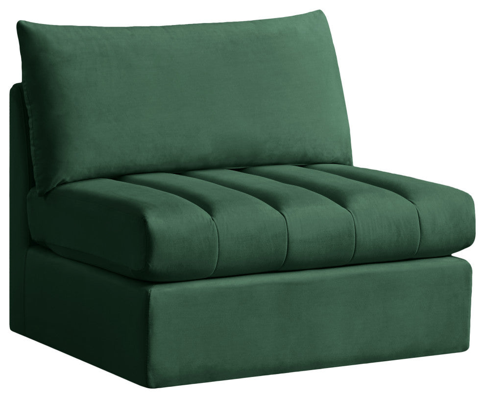 Jacob Velvet Upholstered Modular Armless Chair, Green