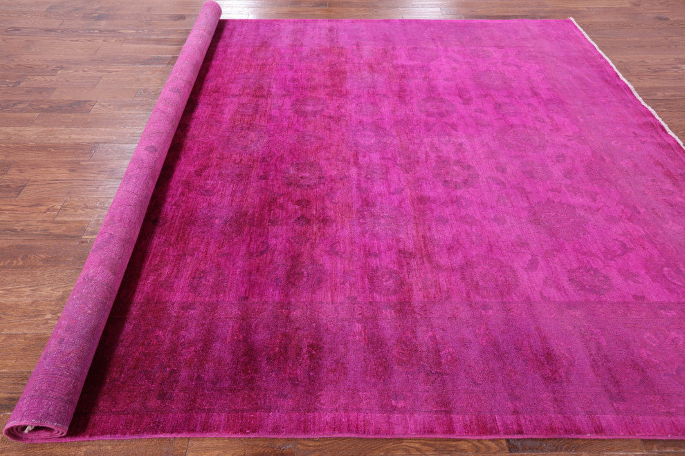 9' 1" X 11' 7" Overdyed Full Pile Handmade Wool Rug - Q12857