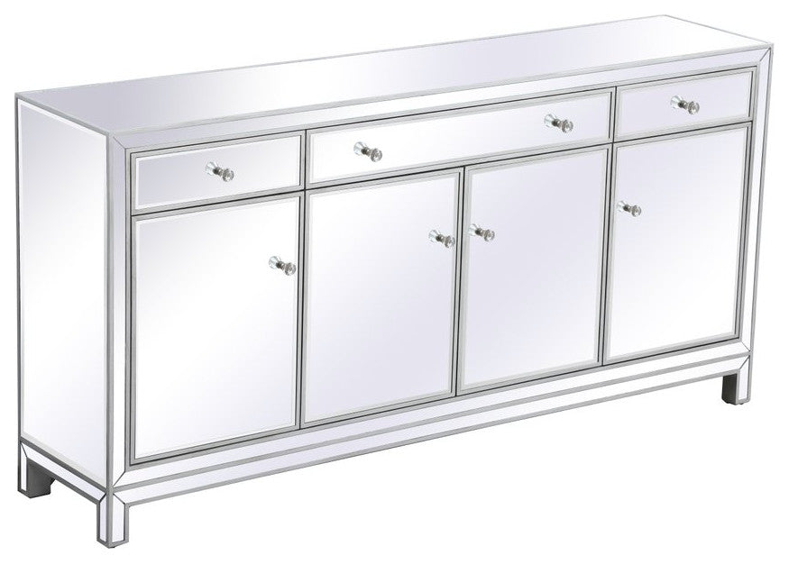 Rosie 72" Mirrored Credenza, Antique Silver