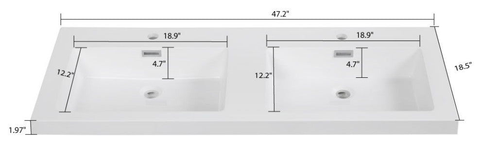 48" Solid Surface Resin Streamline K-0886-48 Vanity Top