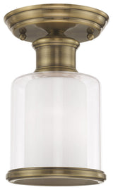 Livex 40200-01 1-Light Antique Brass Ceiling Mount, Antique Brass
