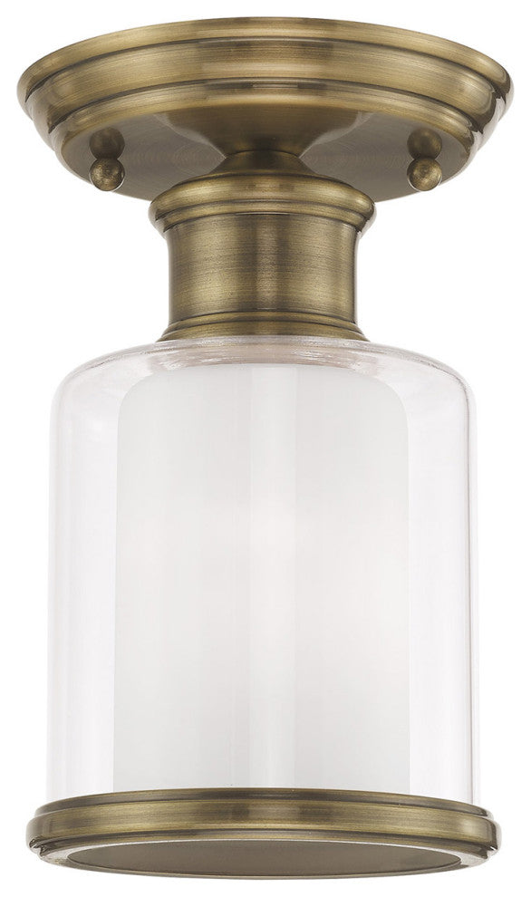 Livex 40200-01 1-Light Antique Brass Ceiling Mount, Antique Brass
