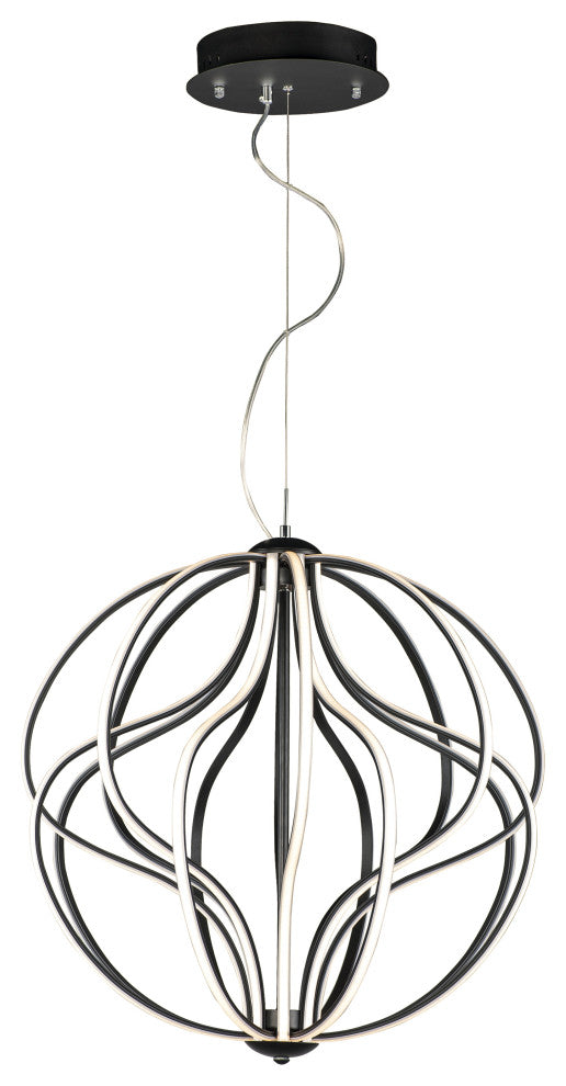 ET2 E21176 Aura 24"W LED Abstract Globe Chandelier - Black