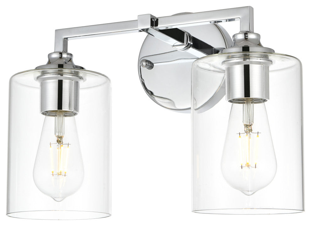 2 Light Chrome And Clear Bath Sconce