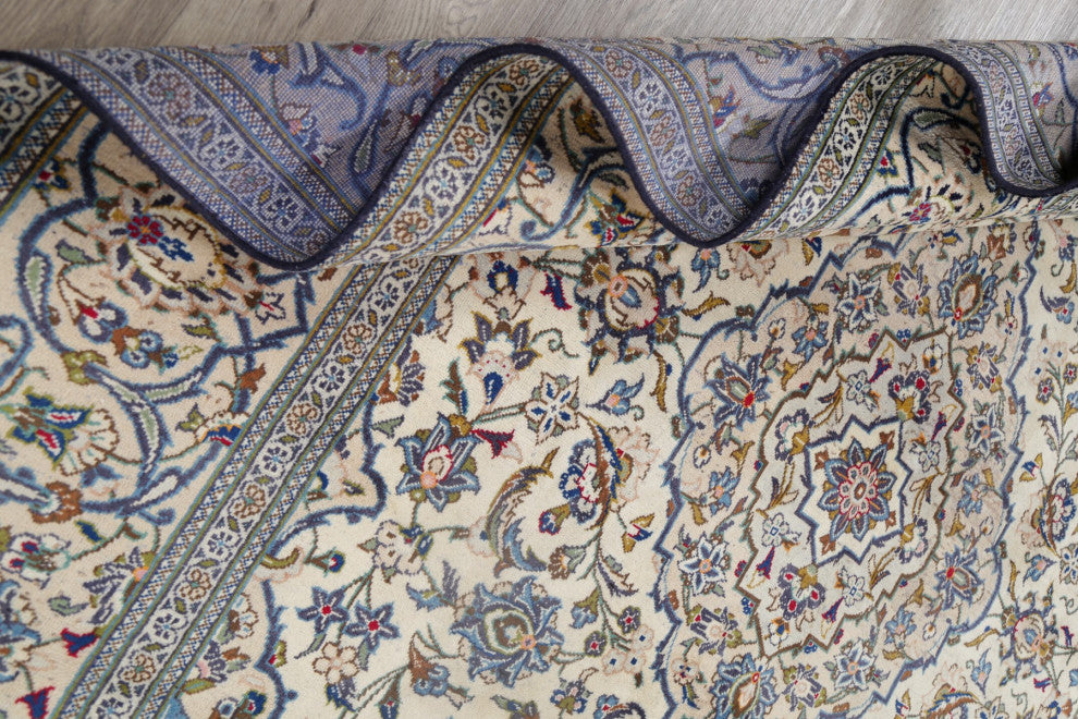Consigned, Worn Oriental Vintage Traditional Persian Area Rug, Beige, 11'5"x8'1