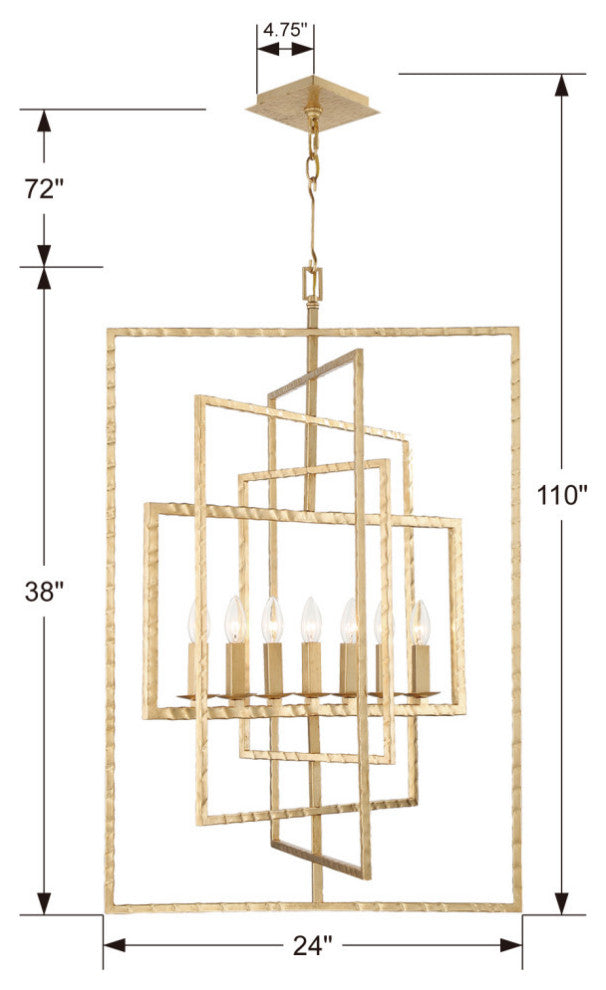 Capri 7 Light Antique Gold Chandelier
