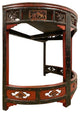 Consigned 19th Century Antique Chinese Carved Red lacquered Half Moon Tables